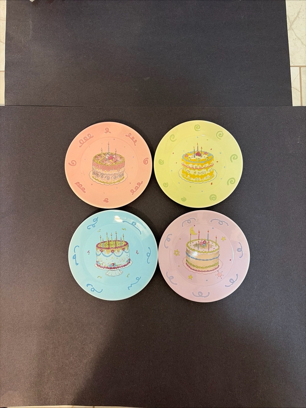 Avon Pastel Party Cake Plates - Pink, Yellow, Blue, Lavender